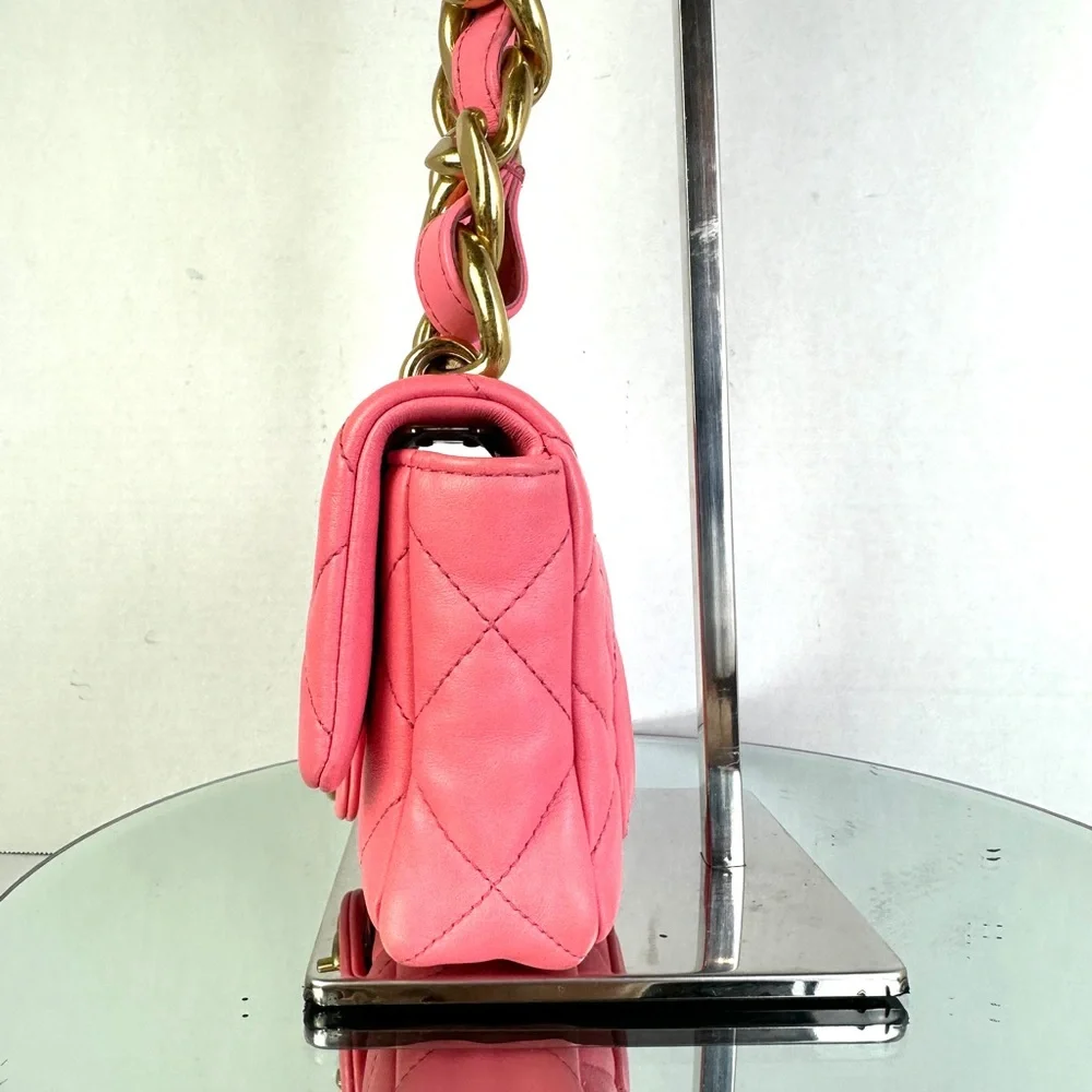 CHANEL MINI RECTANGULAR FLAP BAG PINK LAMBSKIN GHW - Picture 3 of 11